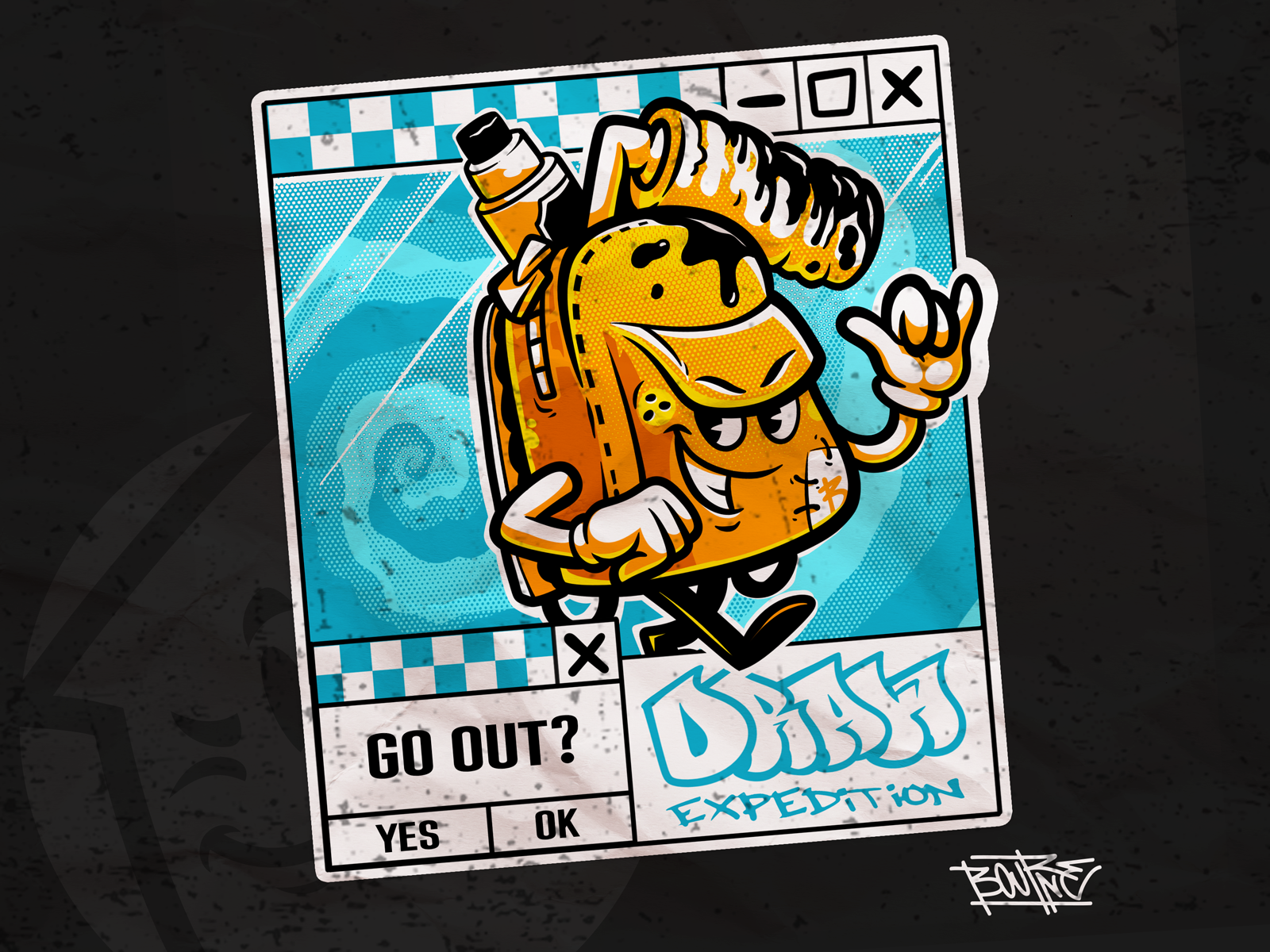 Draw expedition art bag branding cartoon character character design design draw graffiti graphic design illustration logo