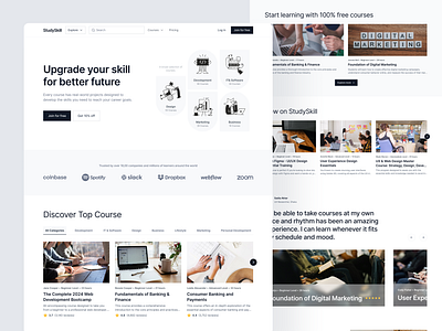 StudySkill Landing Page Design course e learning education elearning landing page learning management system learning platfrom online course online education online learning ui ui design ux website website design