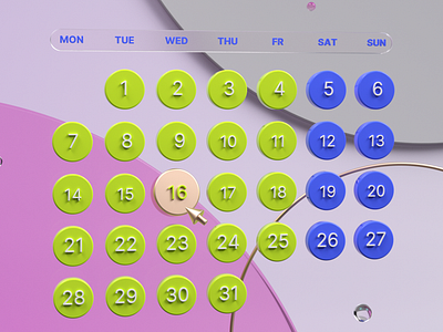 3D Monthly Calendar 3d 3dcalendar art c4d calendar cinema4d colorful design illustration octomber render ui