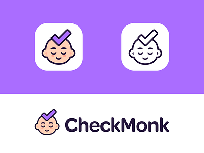 CheckMonk Final Logo Design analysis app branding check data digital growth icon list logo logo design logo designer marketing mascot monk task tasks tick track tracker