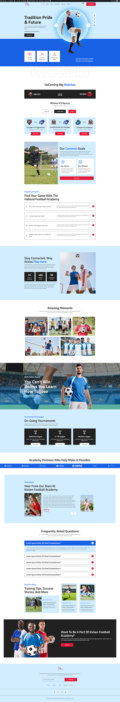 Kicken - Football & Sports Academy Elementor Template Kit training center