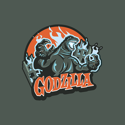 Godzilla design godzilla ice hockey illustration logo logos sports sports branding vector