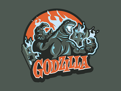 Godzilla design godzilla ice hockey illustration logo logos sports sports branding vector