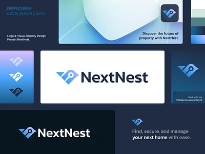 NextNest - Logo Design bird bird logo birding brand identity design branding creative logo design gradient logo home house jeroen van eerden key logo modern logo nest next property real estate visual identity design