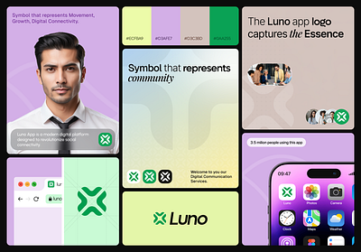 Luno | Social Network App Logo Branding | Orbix Studio abstract app app logo brand identity branding communication graphic design logo logotype luno minimalist modern logo design network orbix studio social symbol