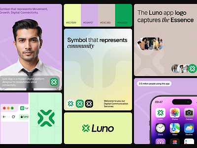 Luno | Social Network App Logo Branding | Orbix Studio abstract app app logo brand identity branding communication graphic design logo logotype luno minimalist modern logo design network orbix studio social symbol