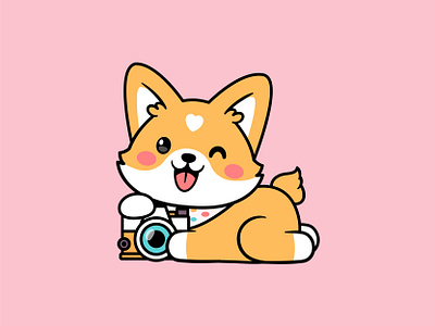 Corgi Camera 🐶 📷 adorable animal camera cartoon character corgi cute dog dogs icon illustration jaysx1 mascot pet photograph puppy shiba vector