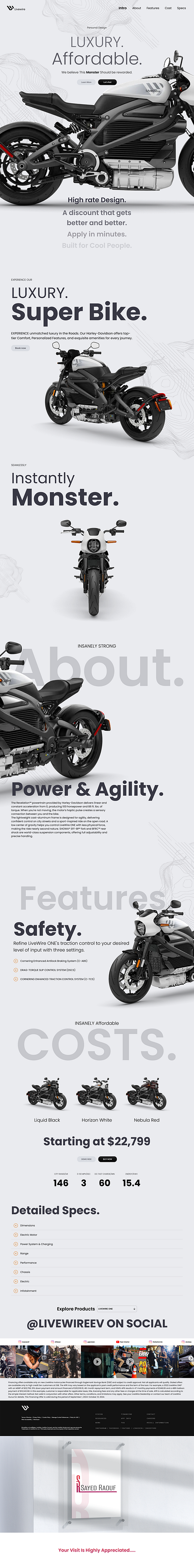 LiveWire Harley-Davidson. branding figma landing page ui ui design web design