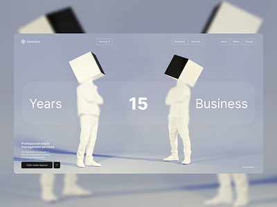 BioWaste - Modern Clean Minimalist Blue Website Design awwwards blue case study clean company profile dailyui design experimental figma minimalist modern personal website ui uiux ux waste disposal waste management web design website website designer