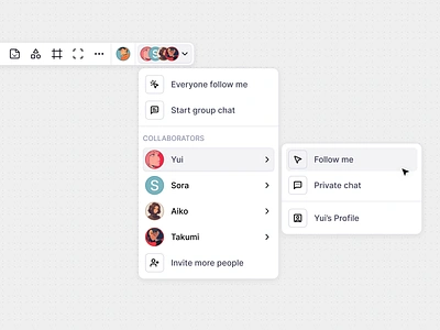 Minimal Whiteboard: Collaboration app avatar bar collaboration desktop dropdown item list menu minimal product product design toolbar ui whiteboard