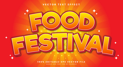 Food Festival 3d editable text style Template festival