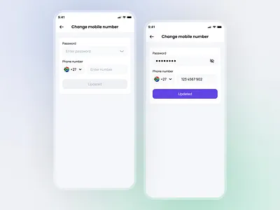 Change phone number screen link new phone number ui