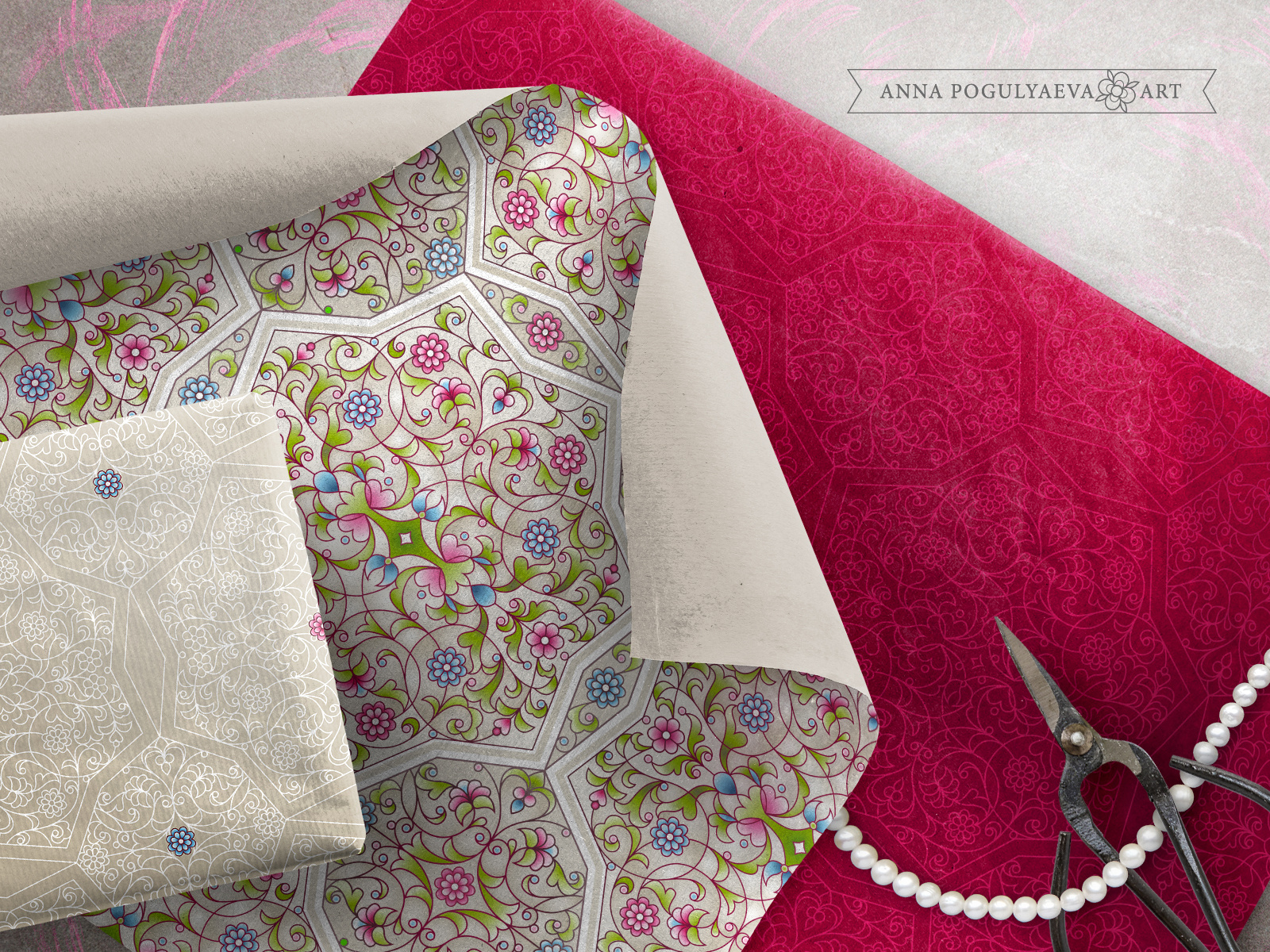 Fireflies in night foliage on a textile pattern for curtains by Anna ...