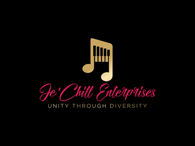 Music business logo artistic and professional logo creative enterprises branding creative industry logo cultural enterprise branding custom music logo elegant entertainment branding gold and pink logo design luxury music brand logo music business logo musical business identity musical note logo design piano key logo unity and diversity logo