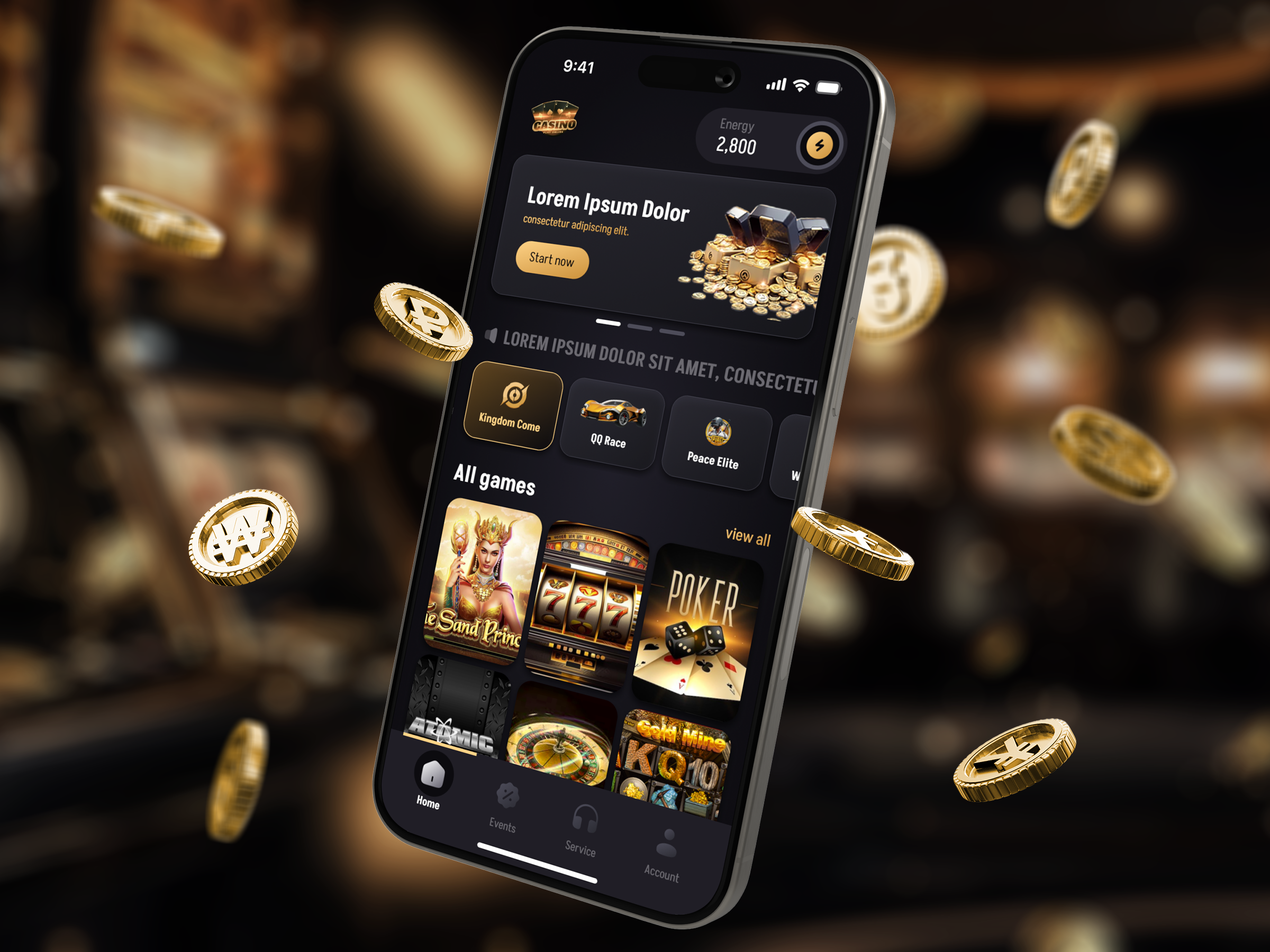 Example of Casino App Design - UI/UX Design