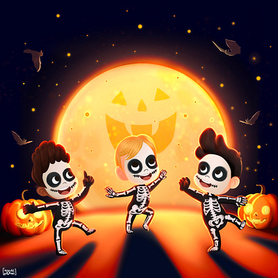 Dancing in the moown book childern childernillustration cuteart design digitalart graphic design halloween halloweenart illustration illustrationbook inktober kidsart kodildt octoberchallenge2024 photoshop procreate pumpkin spookyart spookycuteart