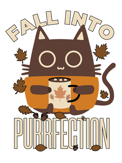 Fall Into Purrfection cat cats design graphic design illustration vector