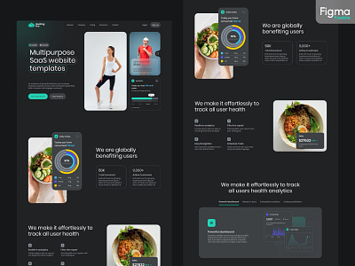 Healing Pro - SaaS Landing page Template - Dark Mode branding clean concept dashboard design design system flat framer free freebie health homepage landing page light minimal prototype saas ui web website