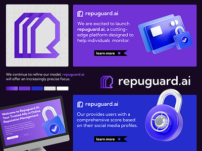 Repuguard 🔏 branding guard locker locker logo logo logo design platform branding purple logo saas branding saas logo safety text logo