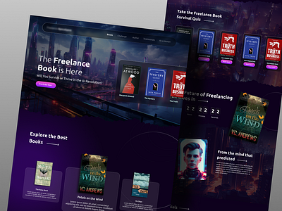 Book Landing page Dark Mode UI Design In Figma book book website dark dark mode ebok freelancer future homepage landing page ui ux