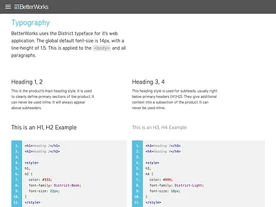betterworks styleguide betterworks design ui ux