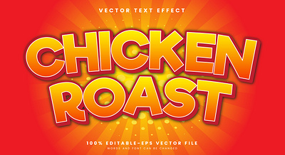 Chicken Roast 3d editable text style Template fasting