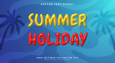 Summer Holiday 3d editable text style Template lettering