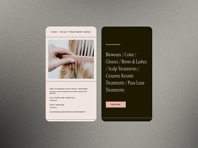 Tinte — Mobile Design art direction branding clean design dark mode design graphic design hair salon hair salon branding hair salon website layout minimal minimal design mobile mobile design serif font typography ui web design website wireframe