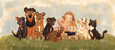 Festa com os amiguinhos animais aquarela children commission crianças festa illustration watercolor