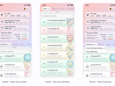 Working on some screens for a football score and data app app design arsenal barca champion data design fcbarcelona football interaction manchester mobile app product design psg real madrid scores shadow soccer statistics ui ux