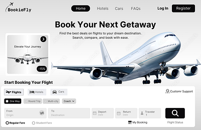 BookieFly - Travel Website UI Design booking website branding design figma figma tutorial travel ui ui design ux ux design website design wordpress