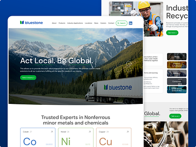 Bluestone Metals & Chemicals branding graphic design logo ui ux web