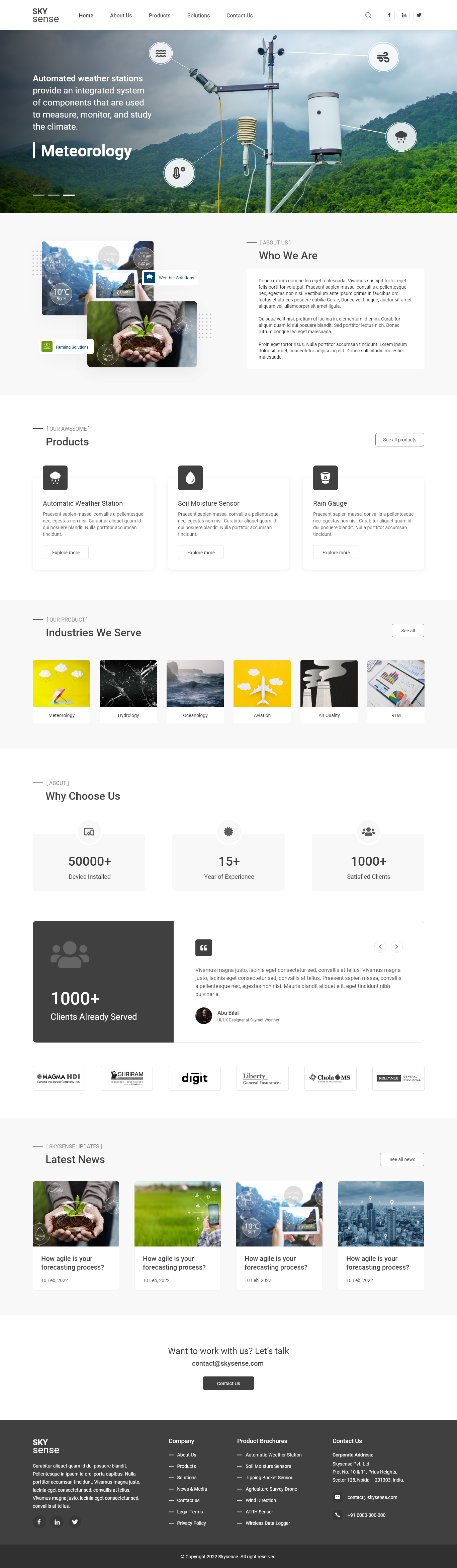 Sky Sense - Weather Solutions Website azad branding case study creative design forecast graphic design mohammad mohammad azad ui ui design ux weather weather forecast website