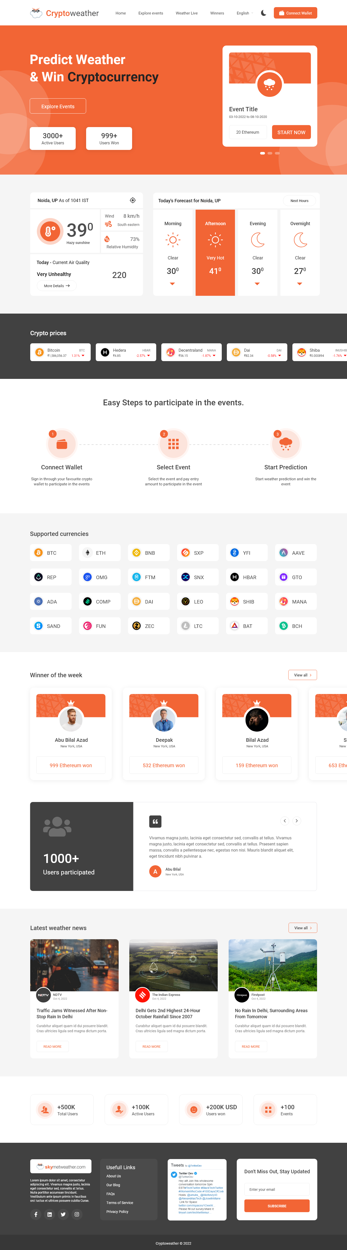Crypto Weather - Cryptocurrency Website app azad branding case study creative cryptocurrency design graphic design mohammad mohammad azad ui ui design ux weather weather forecast website