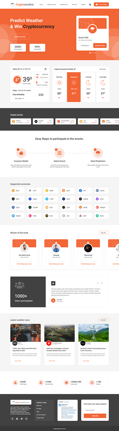 Crypto Weather - Cryptocurrency Website app branding creative cryptocurrency design graphic design ui ui design ux weather website