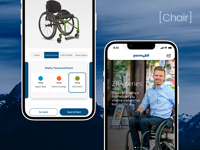 Permobil customize chairs APP design ui ux