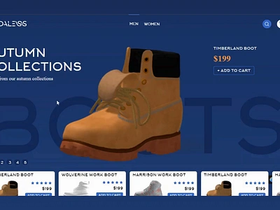 3D Boot Interaction For Ecommerce Store 3d animation figma interactivedesign ui