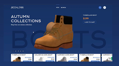 3D Boot Interaction For Ecommerce Store 3d animation figma interactivedesign ui