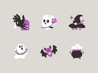 Halloween icons cauldron celebration character design flat design ghost halloween holiday icon scary skeleton skull spooky style symbol vector