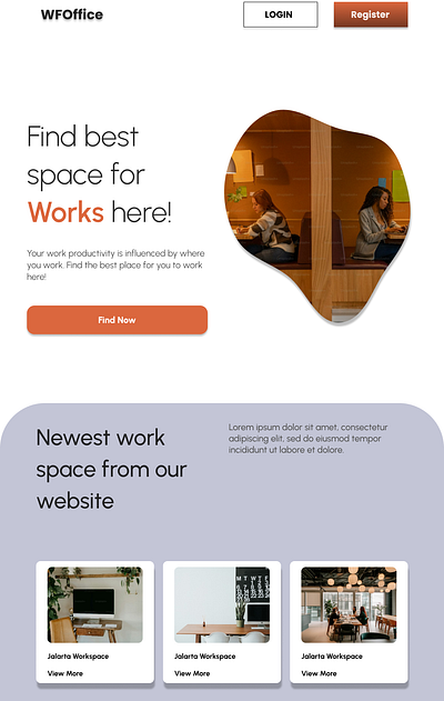 Platform for finding optimal workspaces. aest app design ui ux webapp workspace