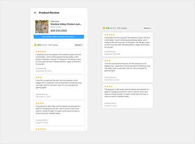 Ratings & Review - Day 1/7 UI Challenges challenge date day 1 design ecommerce minimalist mobile app product review rate ratings review reviews shadow shopping simple star ui unique