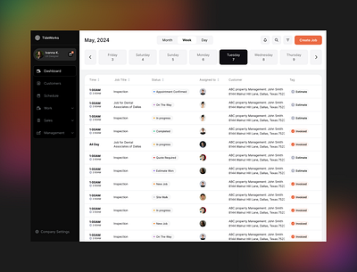 Dashboard Team Schedule Page dashboard design modern ui uiux ux web design