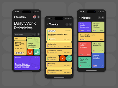 Task Flow - Mobile App Concept app application concept mobile mobile app mobile application planer respinsive design task ui uiux ux