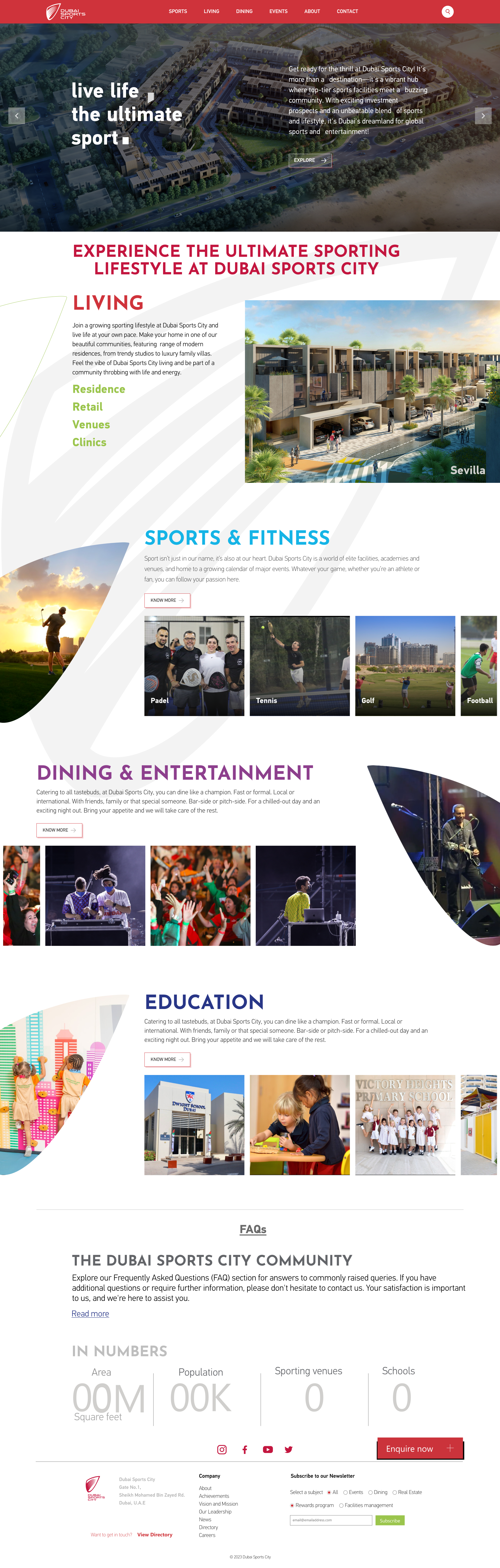 Dubai Sports City Website azad branding case study creative design graphic design illustration mohammad mohammad azad portfolio sport ui ui design ux website