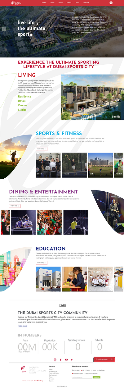 Dubai Sports City Website branding creative design graphic design illustration portfolio sport ui ui design ux