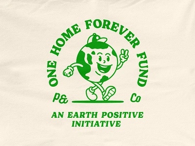 P&Co One Home Forever Fund Earth Mascot 🌎 ✌️ badge branding creative design earth graphic design identity illustration logo logo design mascot typography