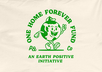 P&Co One Home Forever Fund Earth Mascot 🌎 ✌️ badge branding creative design earth graphic design identity illustration logo logo design mascot typography