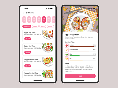 Diet Planner UI appdesign appui cleandesign designinspiration dietapp dietplanner fitnessapp graphic design healthapp healthtech mealplanner minimaldesign mobileapp mobileui nutritionapp uiux userexperience userinterface uxdesign wellnessapp