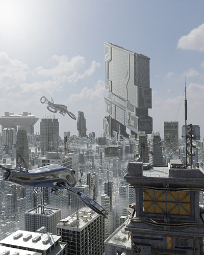 sci fi city 3d animation blender