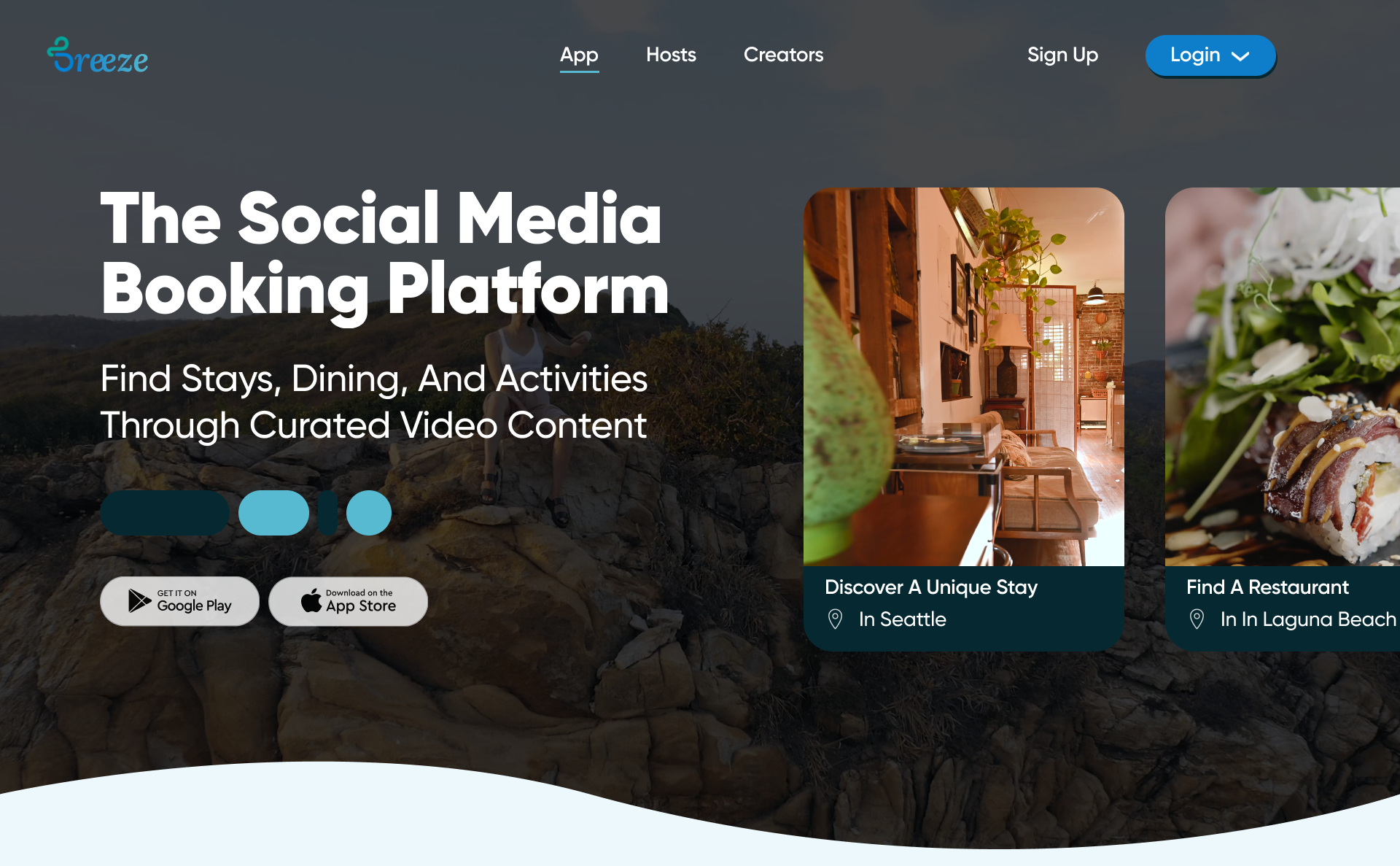 Breeze Travel App Website Design design ui ux web webdesign
